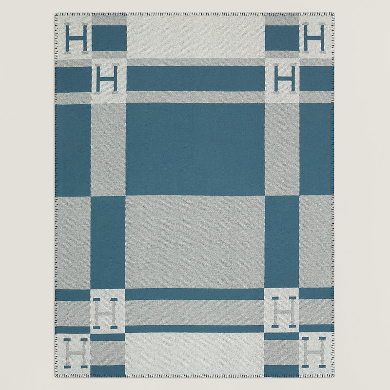 Avalon Bayadere blanket - Blue | Hermès USA